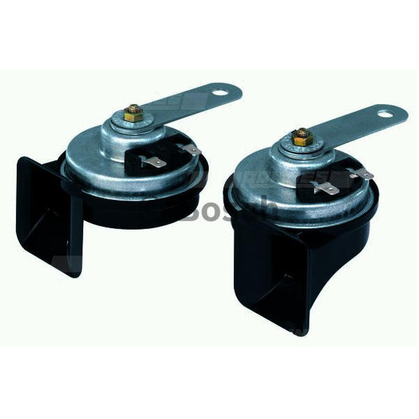 To-tone horn i plast. Diameter 86 mm. Frekvens 420 og 510 Hz. Effekt 60 Watt.