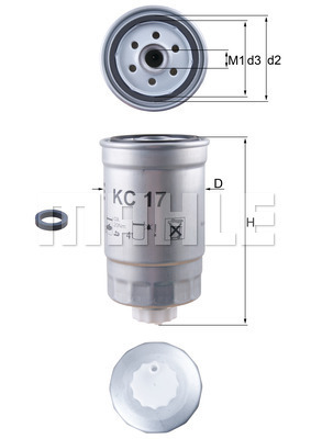 Drivstoffilter spin-on, KC17D (KC18 - alternativ 21624740 - KAD300 etc.)