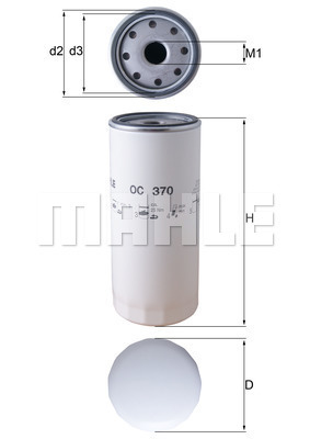 Oljefilter - spin-on, OC370, D9, D11, D12, D13, D16, 162, 163, 165