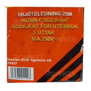 Skjøtekabel 3x2,5mm² 25M