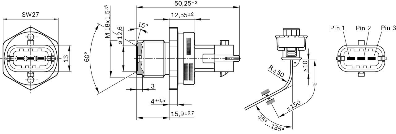 Fuel pressure sensor, Common Rail D3, D4, D6 - Image 4