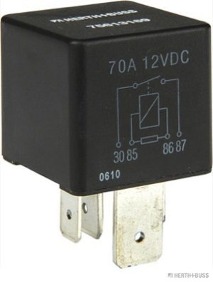 Minirele m/motstand 12 V, 70 amp