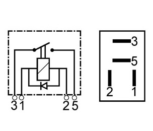 Mikrorele med diode 12 V, 25 amp - Image 2