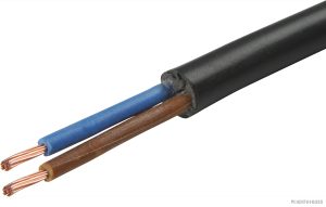 Kabel 2X1,0 sort gummi