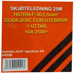 Skjøteledning 3x1,5mm², 25M