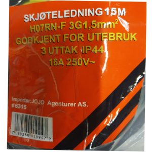 Skjøteledning 3x1,5mm², 15M